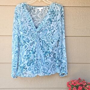 Charter Club Teal Green meshburnput v-neck long sleeve top w/ Crepe Cami Tank 12